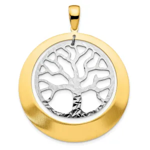 Sterling Silver Gold-tone Textured Tree Pendant