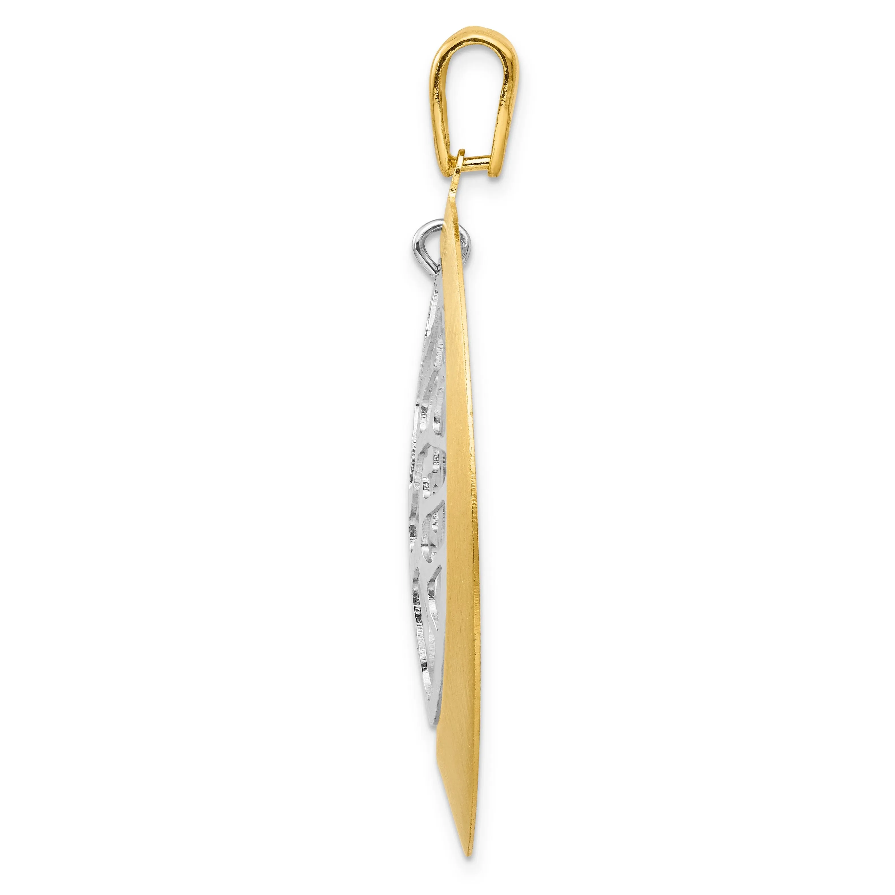 Sterling Silver Gold-tone Textured Tree Pendant
