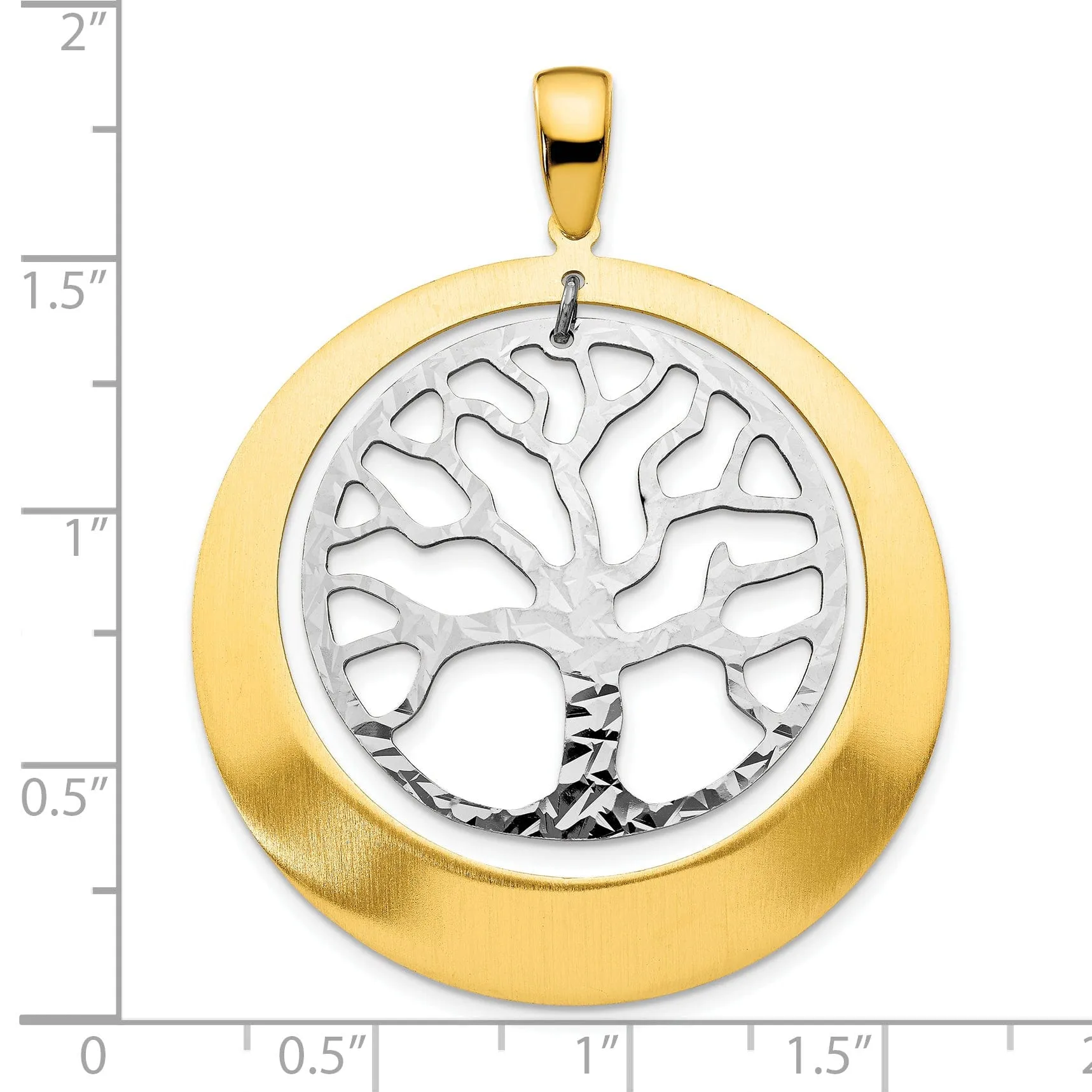 Sterling Silver Gold-tone Textured Tree Pendant