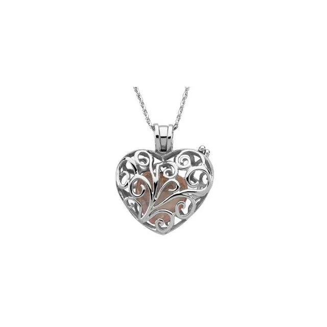 Sterling Silver Natural Rose Quartz Always in my Heart Locket 18" Necklace