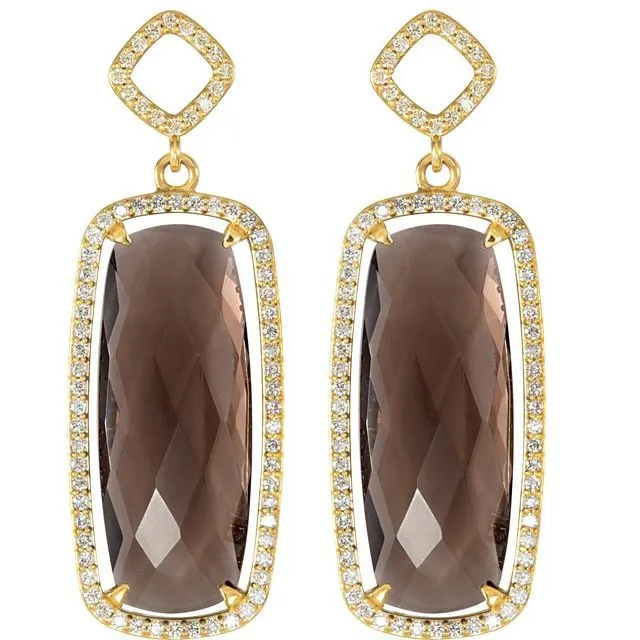 Sterling Silver Natural Smoky Quartz & 3/4 CTW Diamond Earrings