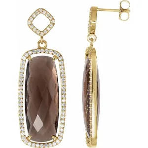 Sterling Silver Natural Smoky Quartz & 3/4 CTW Diamond Earrings