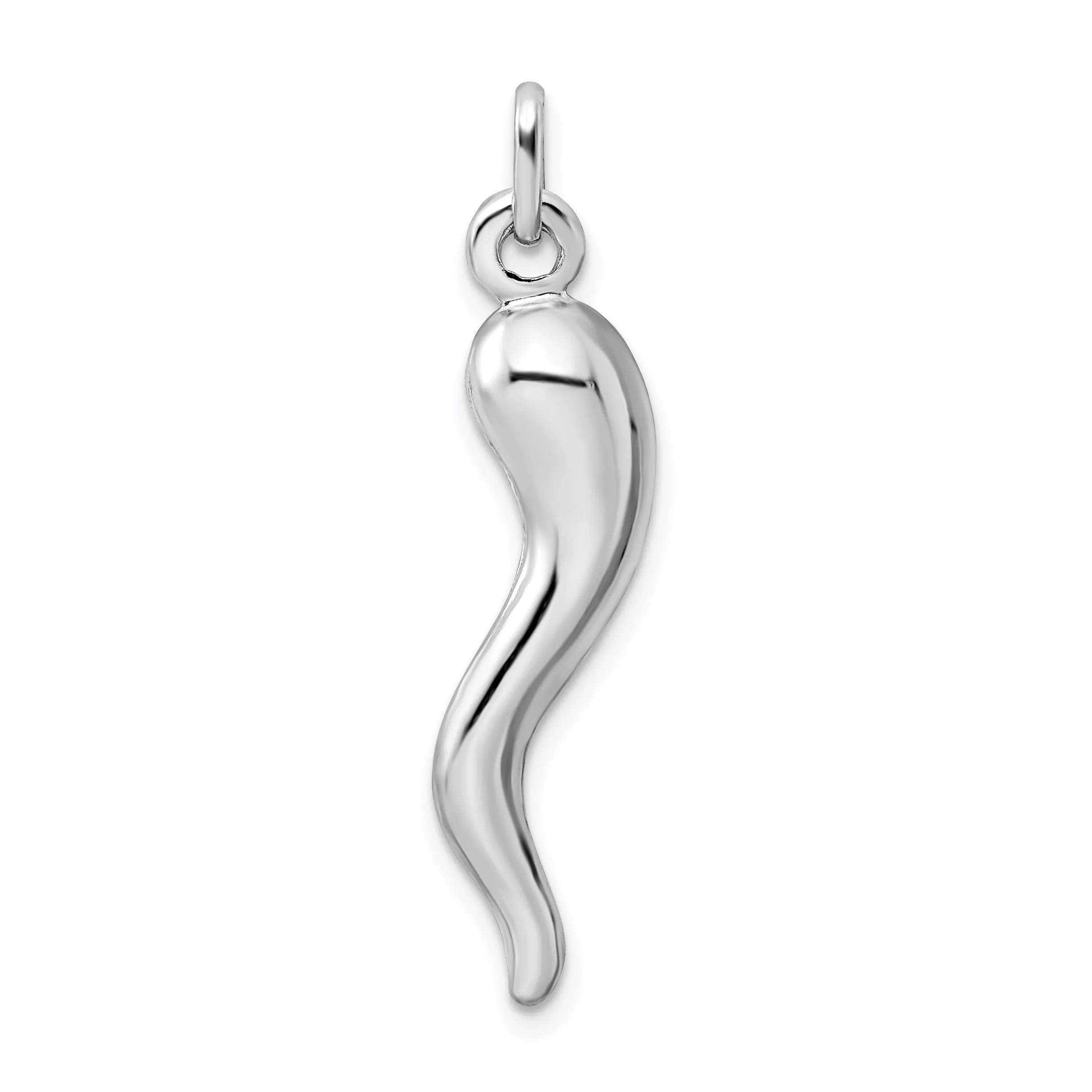 Sterling Silver Polished 3-D Italian Horn Charm