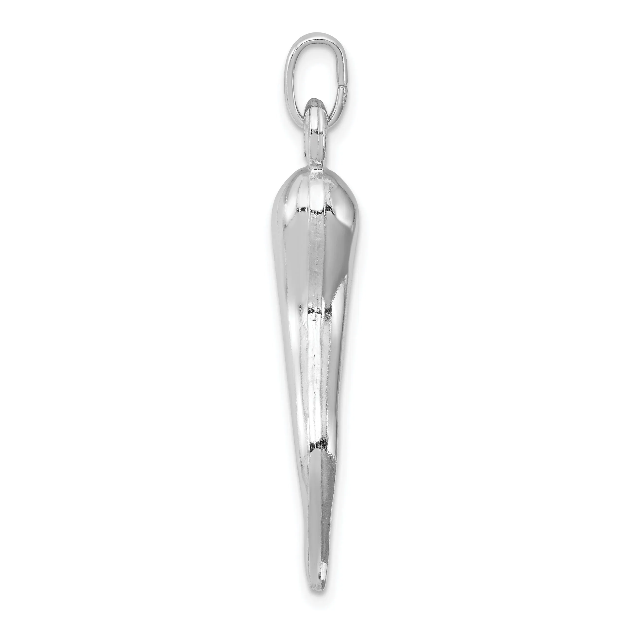 Sterling Silver Polished 3-D Italian Horn Charm