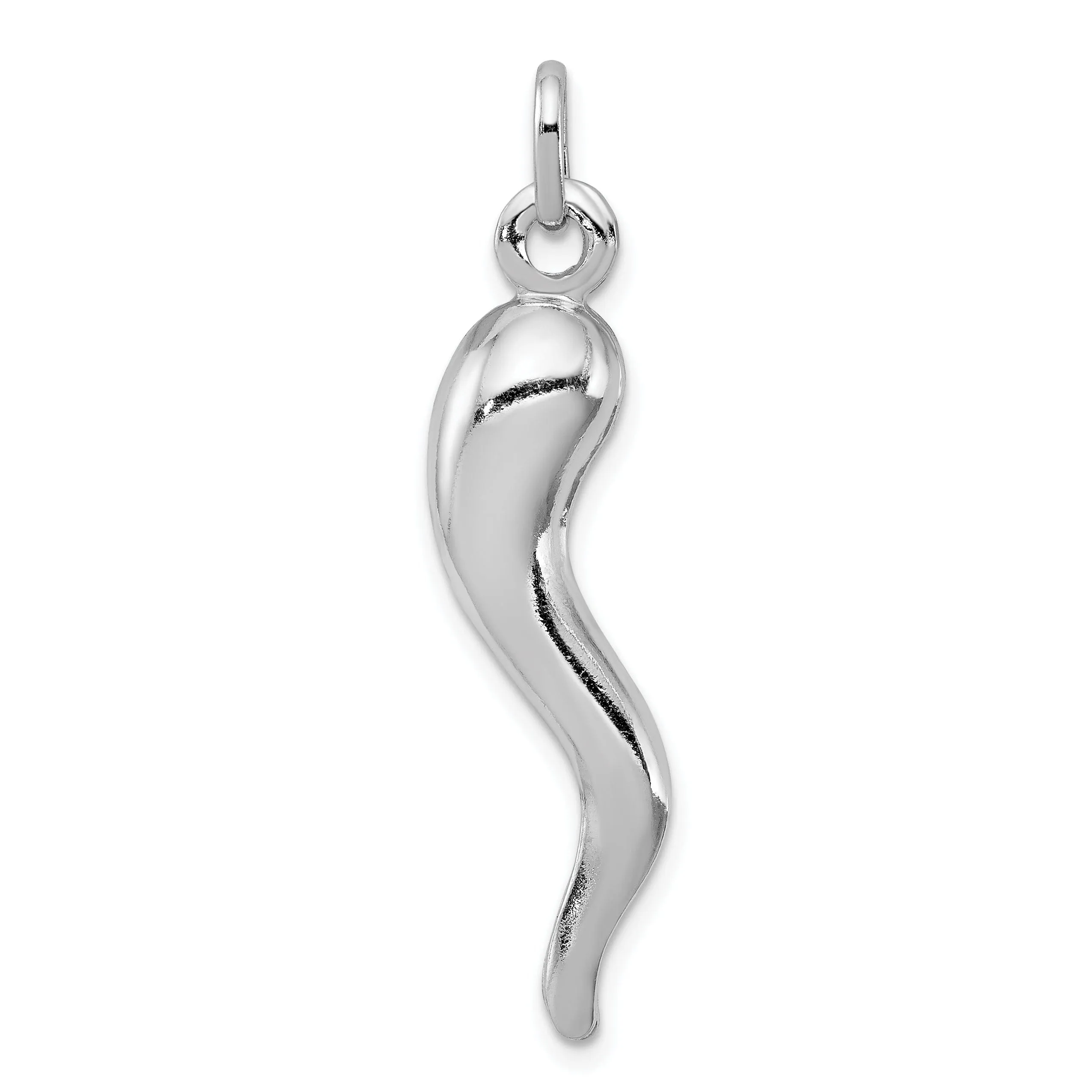 Sterling Silver Polished 3-D Italian Horn Charm