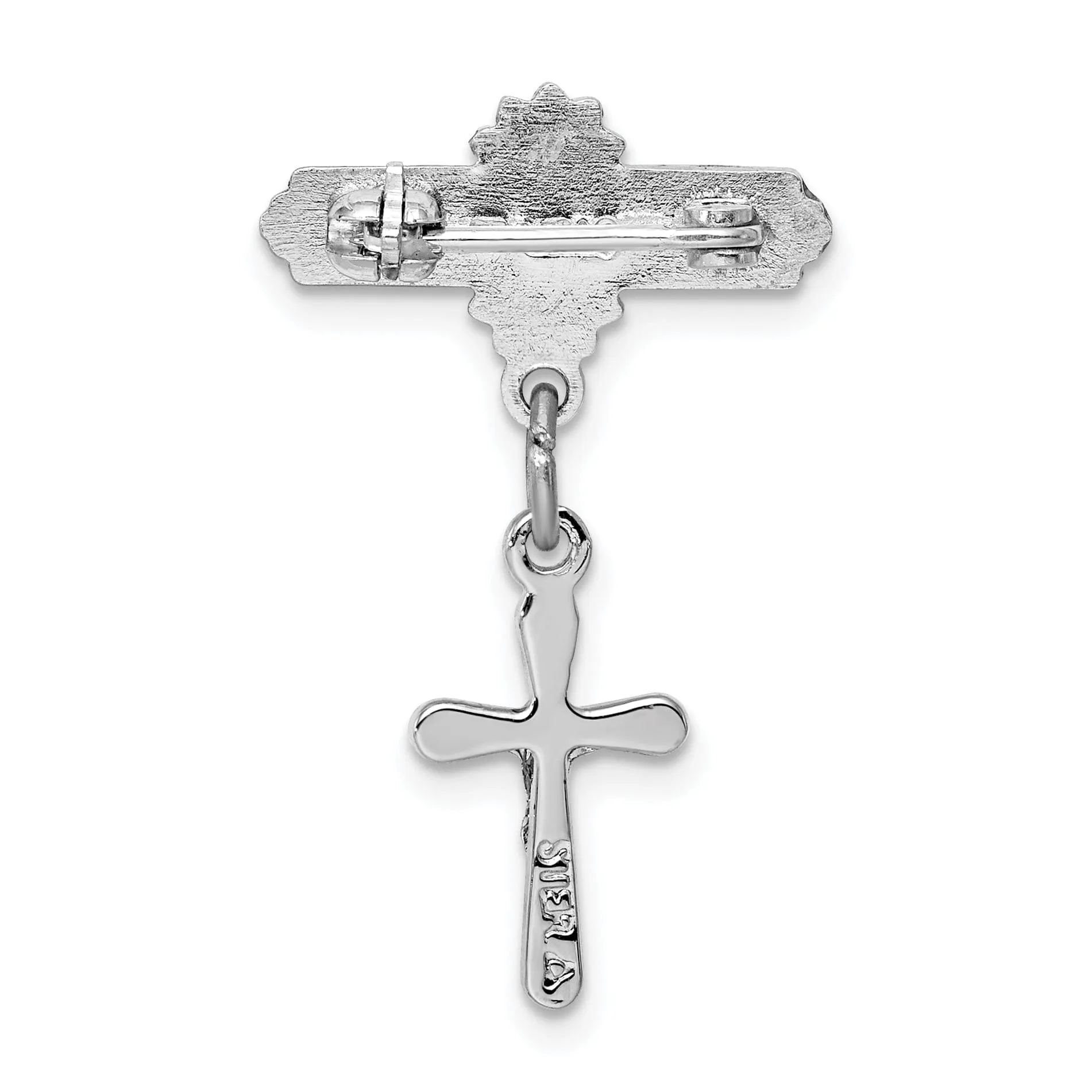 Sterling Silver Polished Crucifix Pin