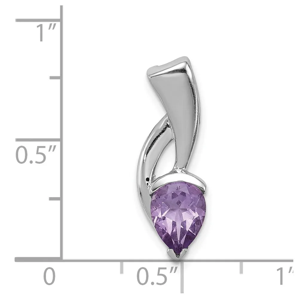 Sterling Silver Rhodium-plated Amethyst Pendant