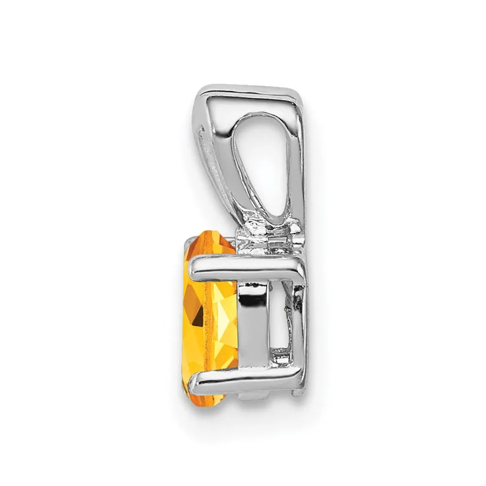 Sterling Silver Rhodium-plated Citrine Pendant