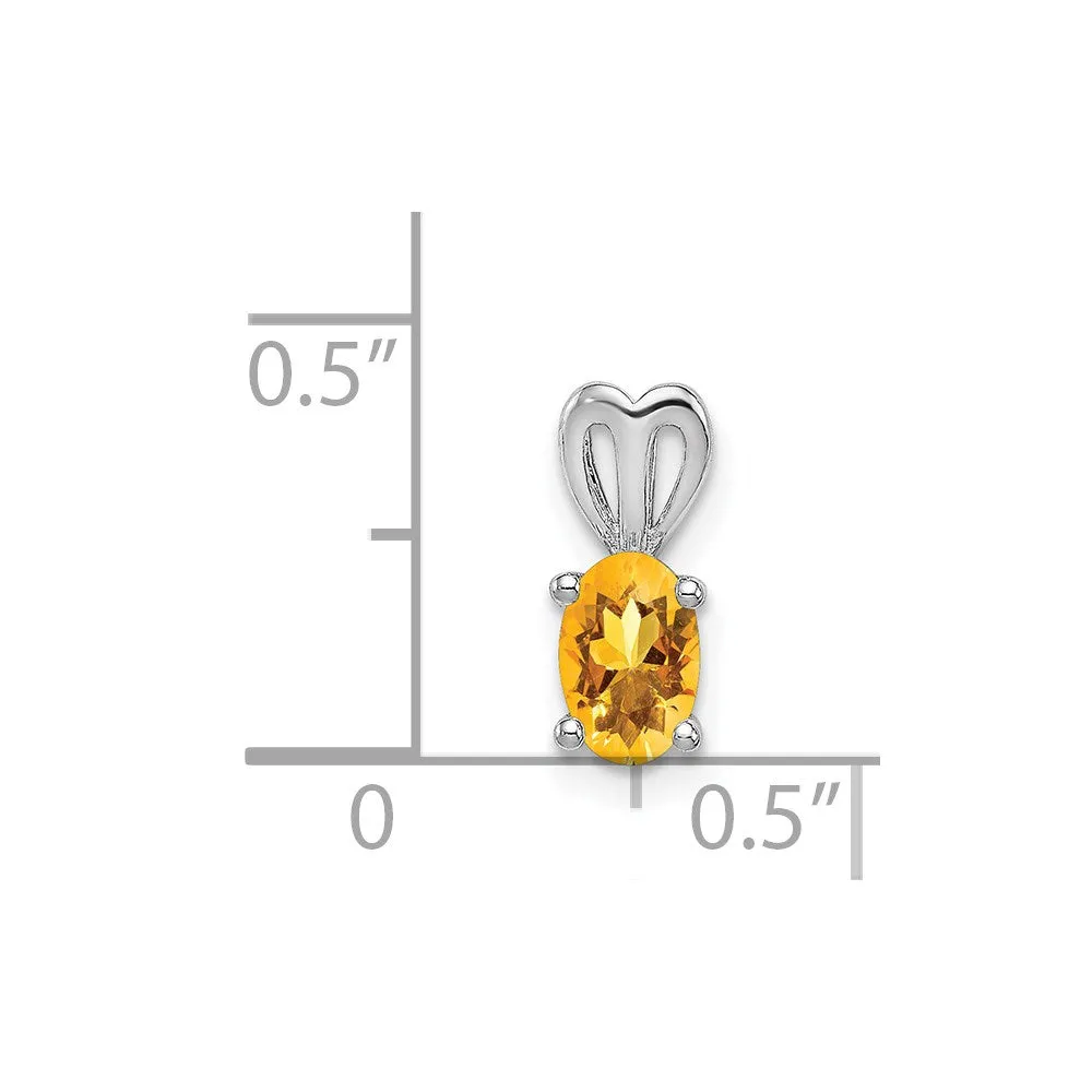Sterling Silver Rhodium-plated Citrine Pendant