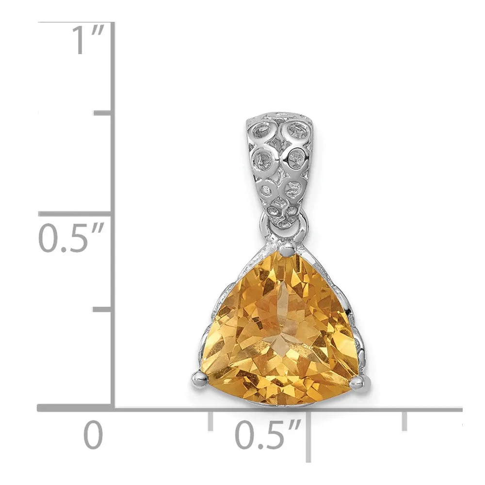 Sterling Silver Rhodium-plated Citrine Pendant