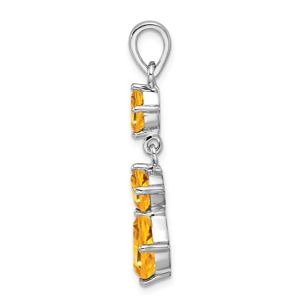 Sterling Silver Rhodium-plated Citrine Pendant