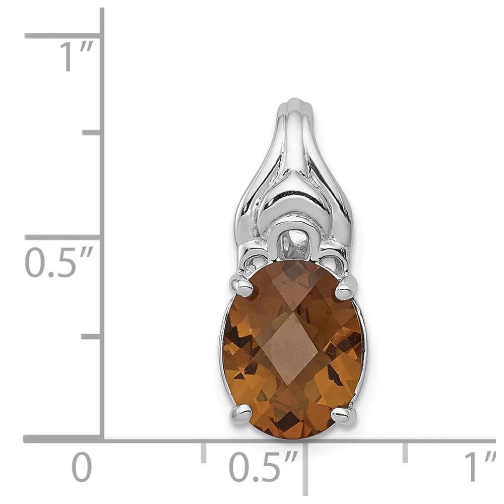 Sterling Silver Rhodium-plated Whiskey Quartz Pendant