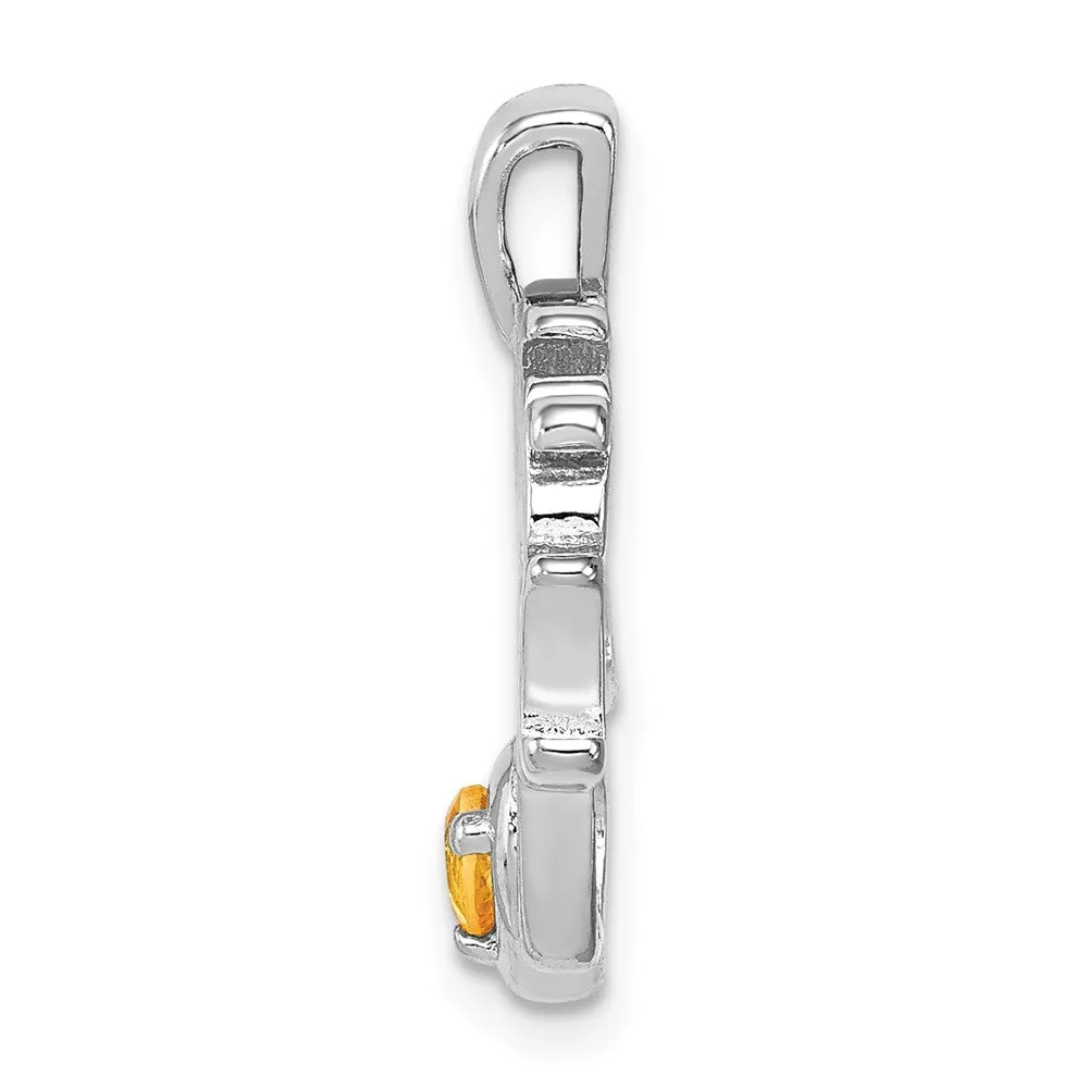 Sterling Silver Rhodium-platedCitrine Daddy's Little Girl Pendant