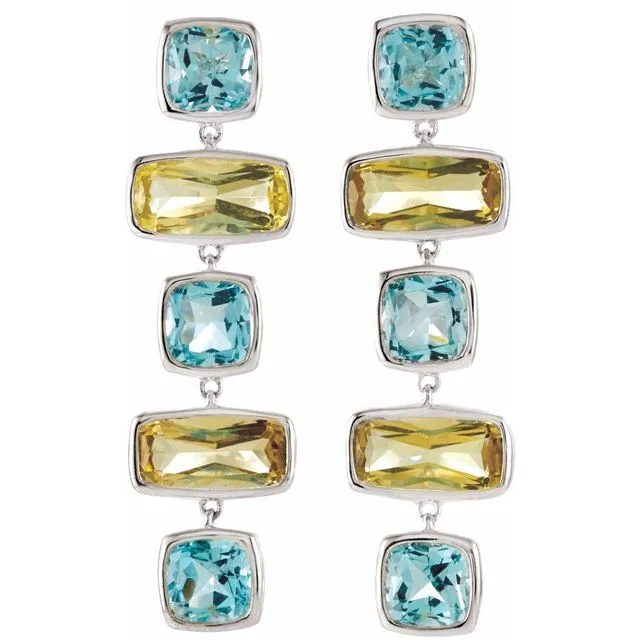 Sterling Silver Sky Blue Topaz & Lime Quartz Earrings