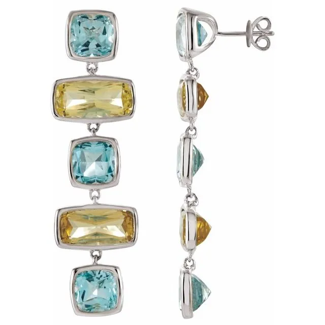 Sterling Silver Sky Blue Topaz & Lime Quartz Earrings