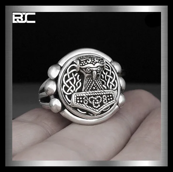 Sterling Silver Swedish Norse Thors Hammer Ring
