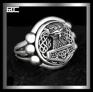 Sterling Silver Swedish Norse Thors Hammer Ring