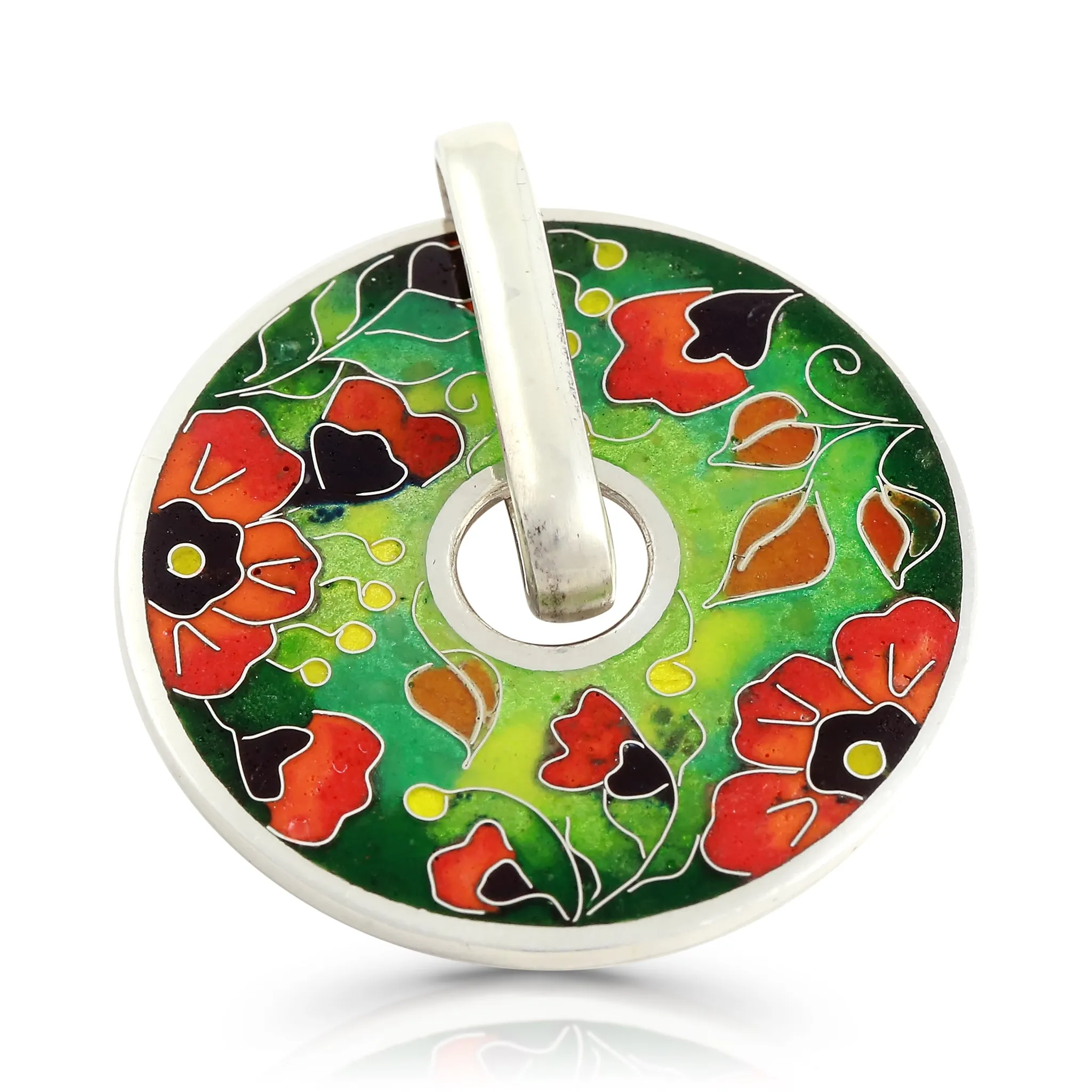 Sterling Silver Vibrant Poppies Pendant