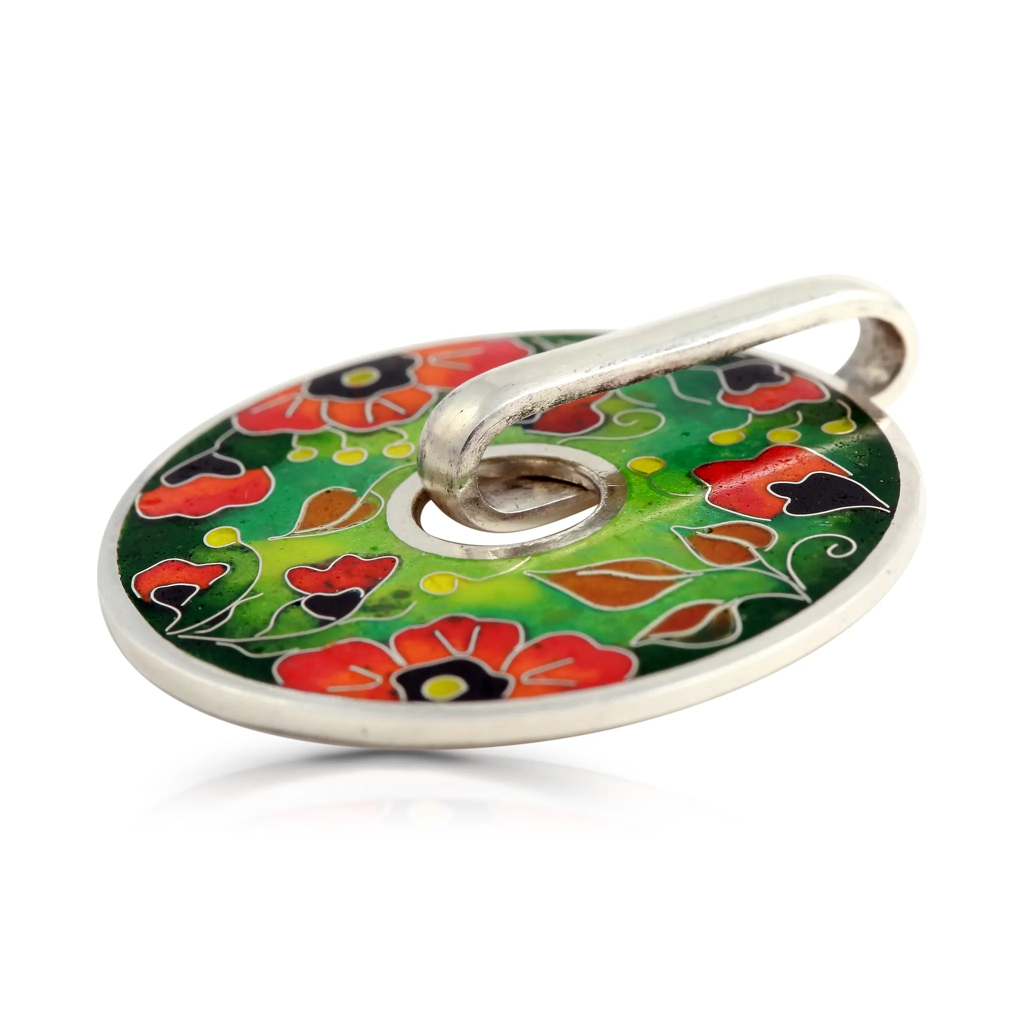 Sterling Silver Vibrant Poppies Pendant
