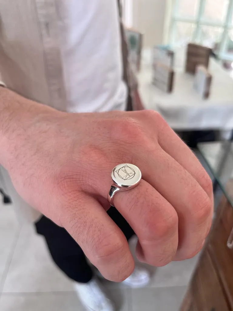 Sterling Silver Vitruvian Man Signet Ring