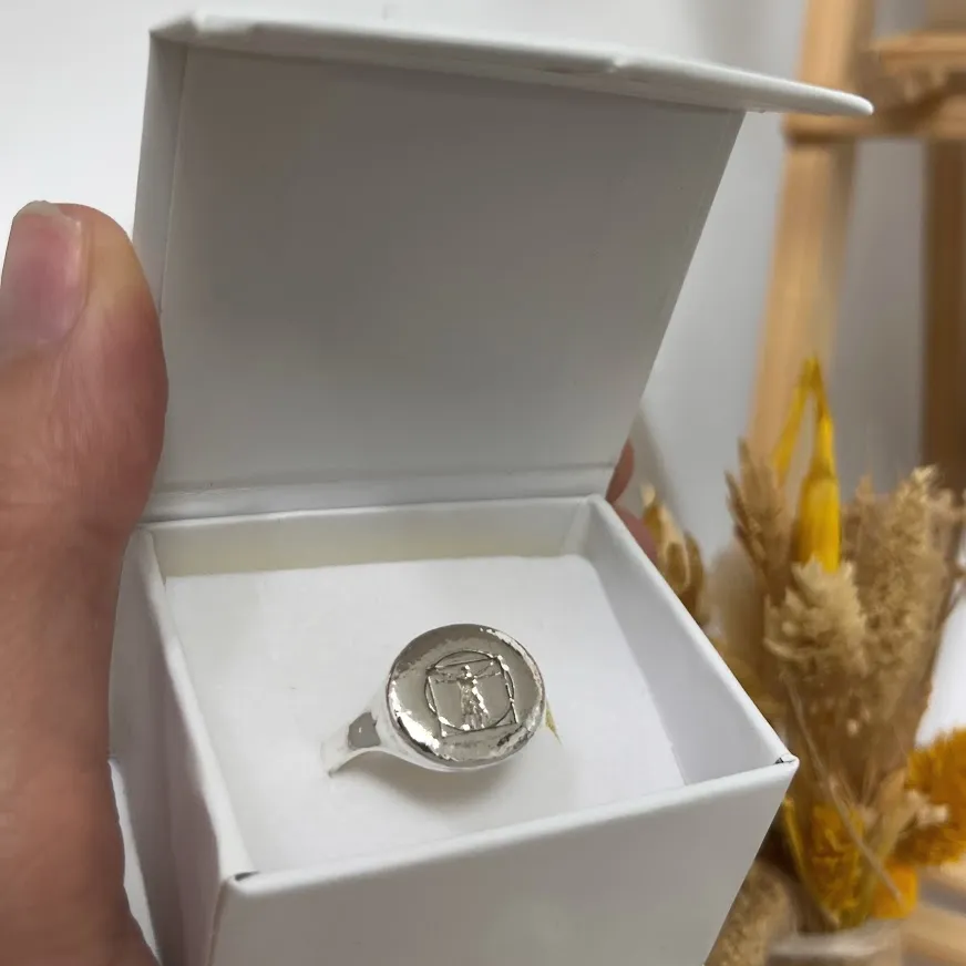 Sterling Silver Vitruvian Man Signet Ring