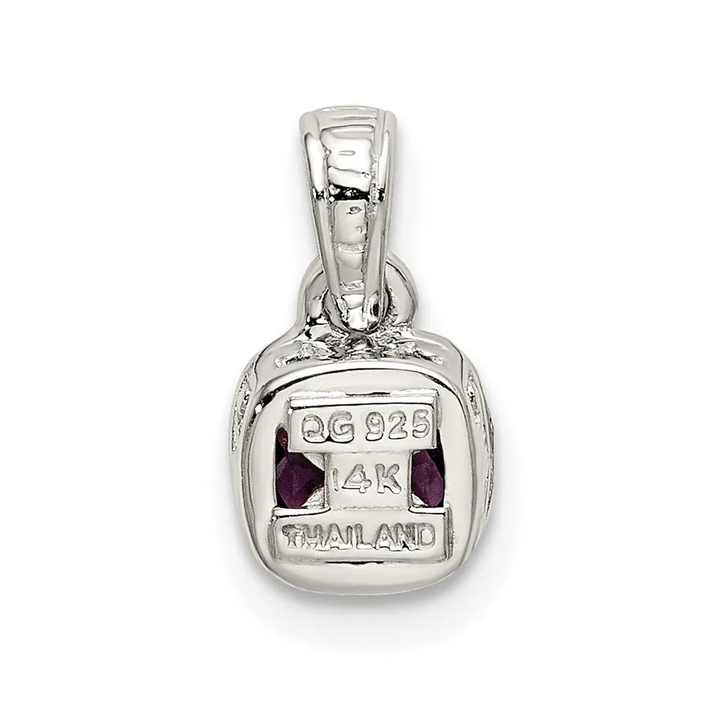 Sterling Silver w/ 14K Accent Amethyst Pendant
