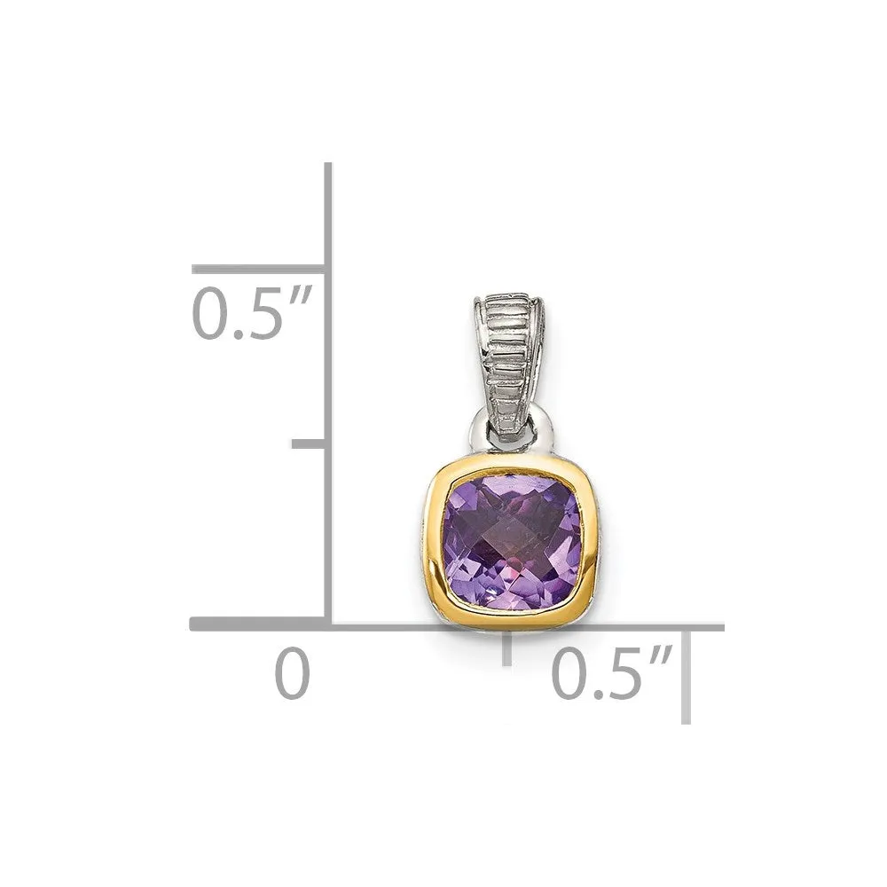Sterling Silver w/ 14K Accent Amethyst Pendant
