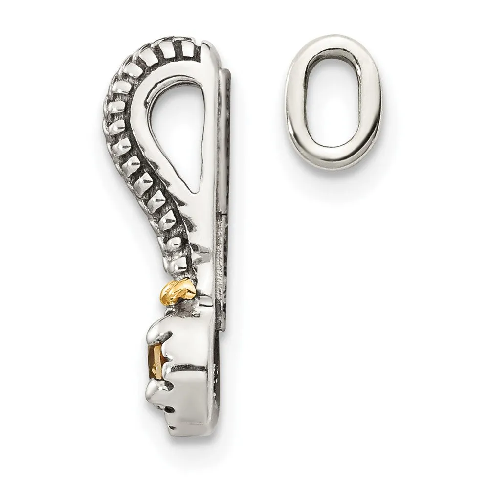 Sterling Silver w/ 14k Polished Citrine Chain Slide Pendant