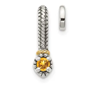 Sterling Silver w/ 14k Polished Citrine Chain Slide Pendant