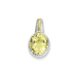 Sterling Silver w/ Flash Gold-plate Accent Lemon Quartz Pendant