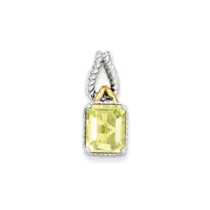 Sterling Silver w/ Flash Gold-plate Accent Lemon Quartz Pendant