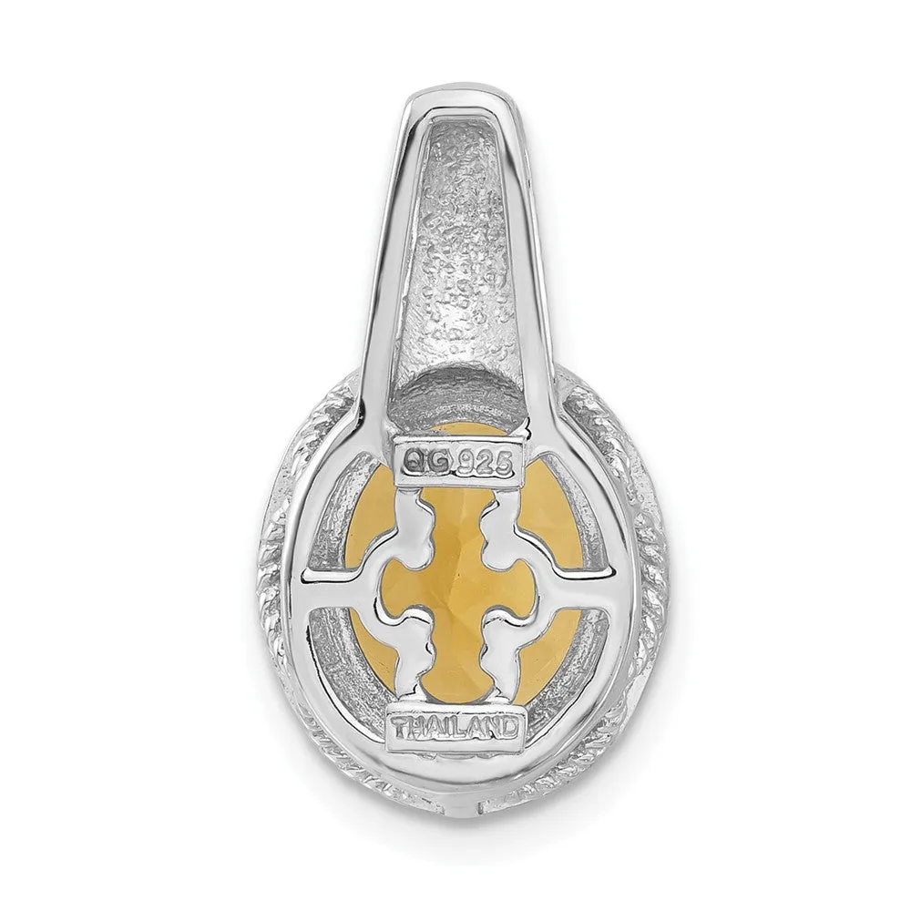 Sterling Silver w/ Flash Gold-plated Accent Whiskey Quartz Pendant