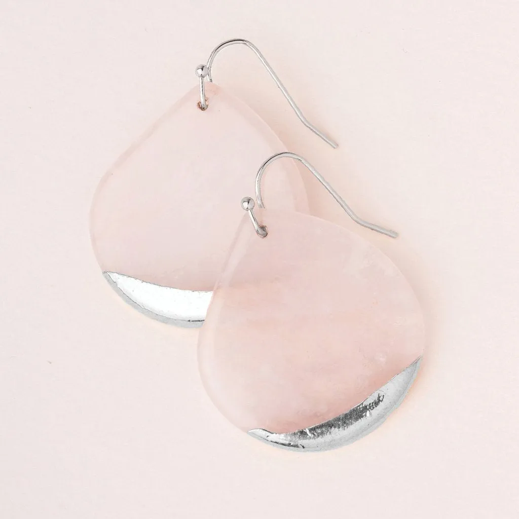 Stone Dipped Teardrop Earrings: Rose Quartz