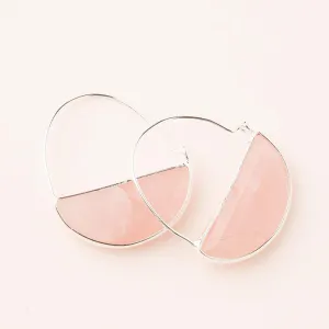Stone Prism Hoop: Rose Quartz/Silver
