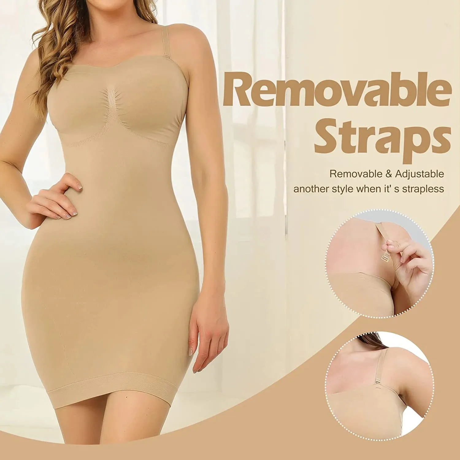 Strapless Shapewear Slip for Women - Tummy Control Full Slip Dress Camisole Body Shaper
