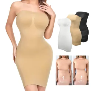 Strapless Shapewear Slip for Women - Tummy Control Full Slip Dress Camisole Body Shaper