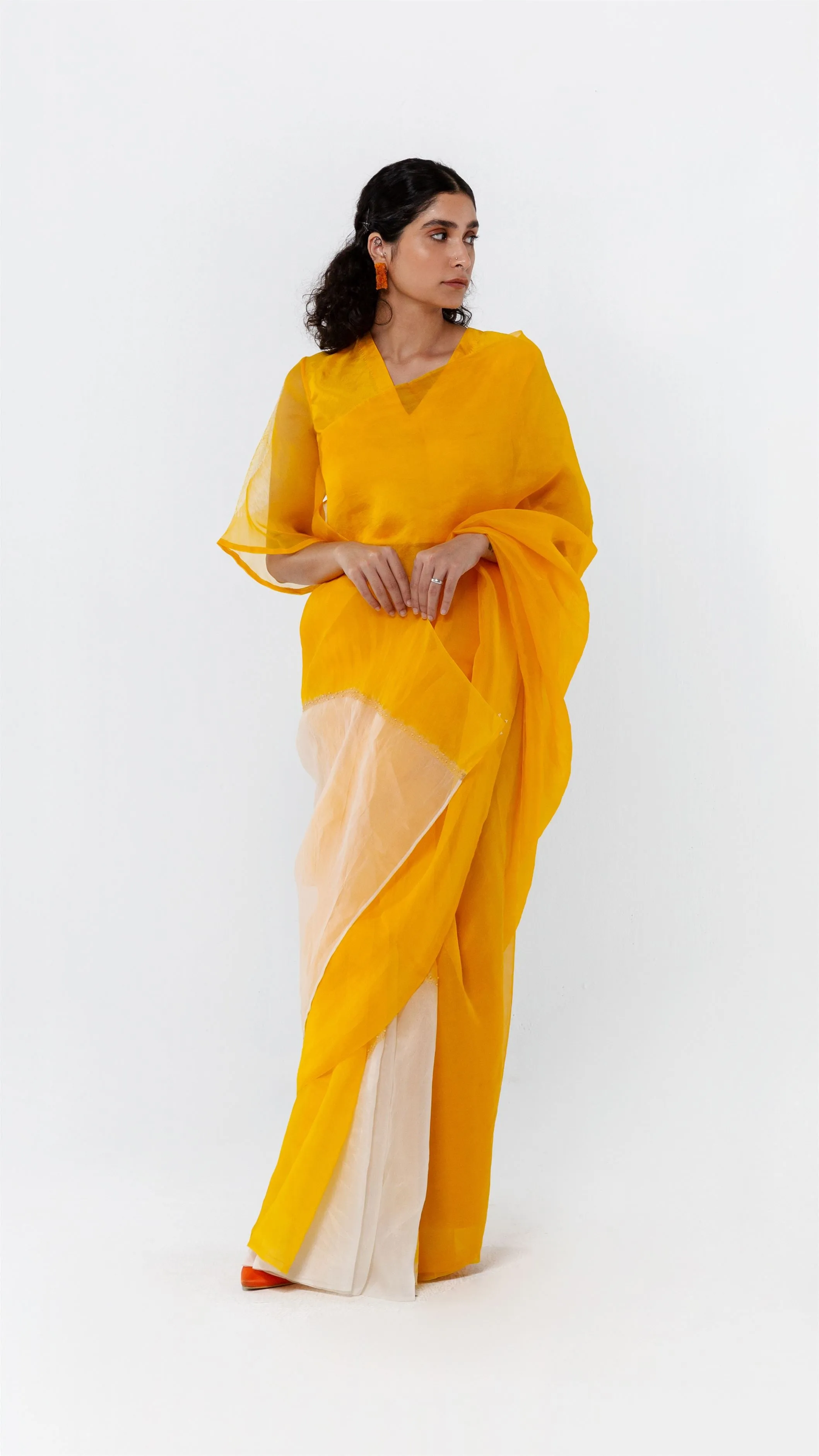 Studio Medium   I   Shibori Barberesco POLKA ORGANZA SAREE - CHROMEPOL 30