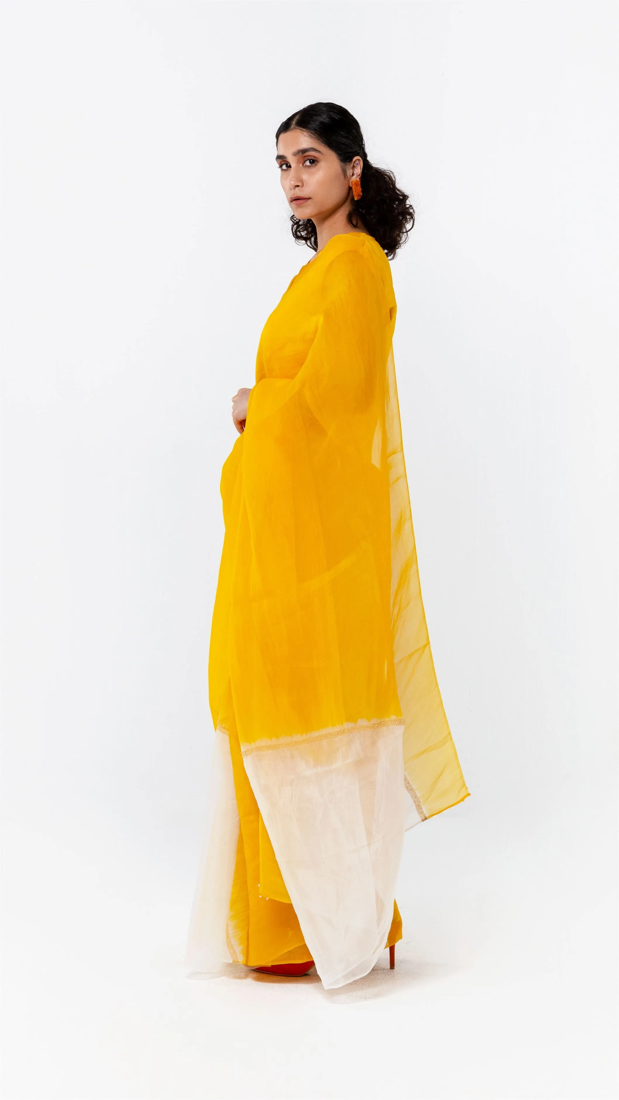 Studio Medium   I   Shibori Barberesco POLKA ORGANZA SAREE - CHROMEPOL 30