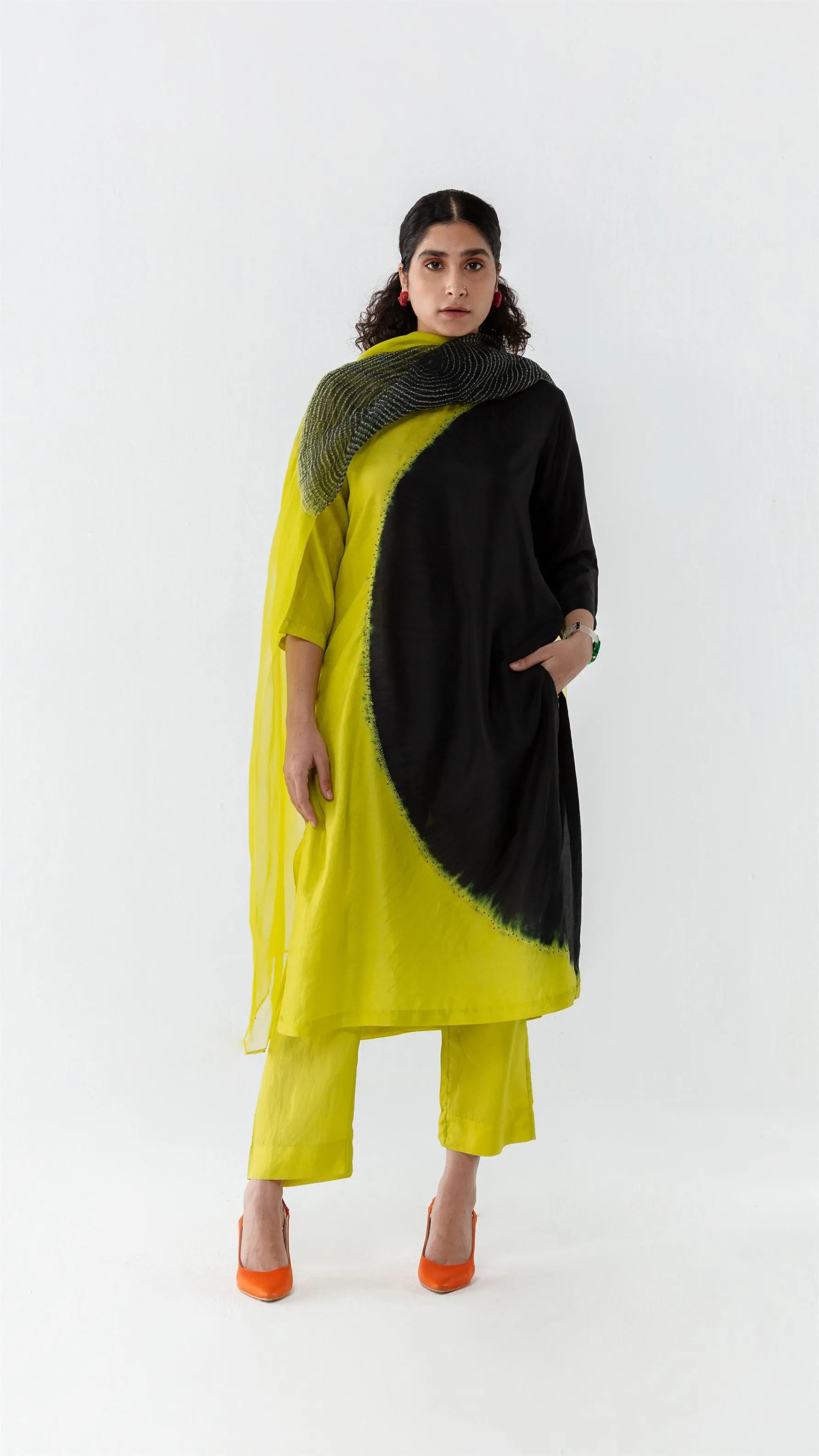 Studio Medium   I   Shibori Cointreau POLKA CO-ORD - BLACK/LIMEPOL 14