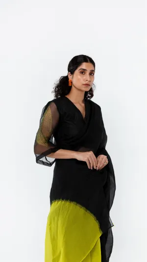 Studio Medium   I   Shibori Latour POLKA ORGANZA SAREE-LIME/BLACKPOLS 60