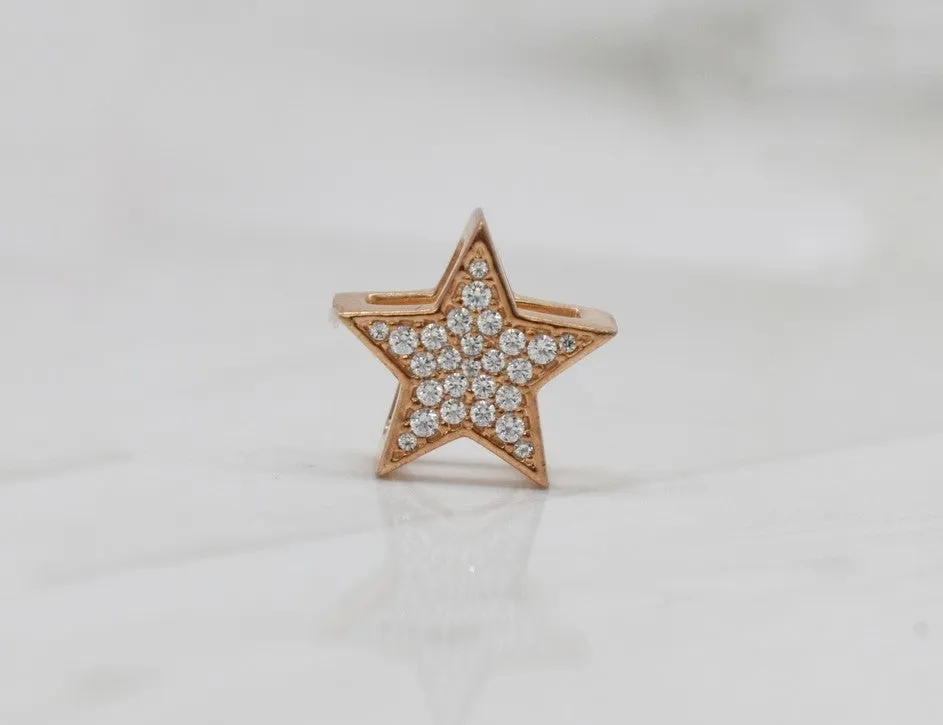 STUNNING REAL DIAMOND STAR CLUSTER MINIMALIST PENDANT | 14K SOLID ROSE GOLD | EVERYDAY DELICATE PENDANT VS/SI I-J COLOR | APRIL BIRTHSTONE
