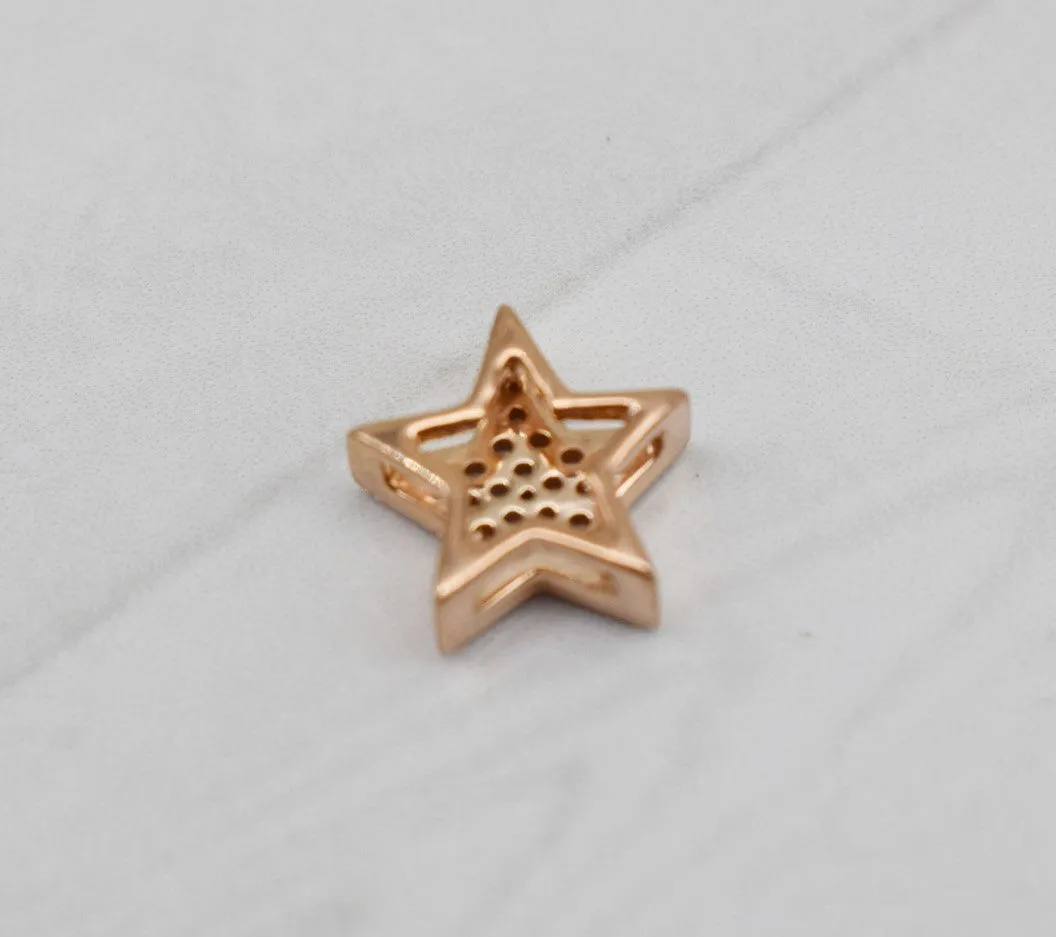 STUNNING REAL DIAMOND STAR CLUSTER MINIMALIST PENDANT | 14K SOLID ROSE GOLD | EVERYDAY DELICATE PENDANT VS/SI I-J COLOR | APRIL BIRTHSTONE