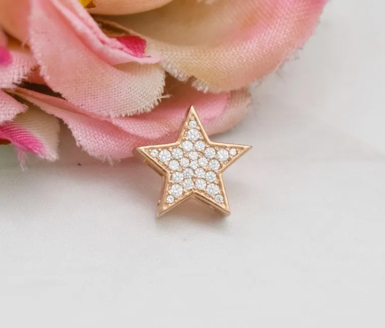 STUNNING REAL DIAMOND STAR CLUSTER MINIMALIST PENDANT | 14K SOLID ROSE GOLD | EVERYDAY DELICATE PENDANT VS/SI I-J COLOR | APRIL BIRTHSTONE