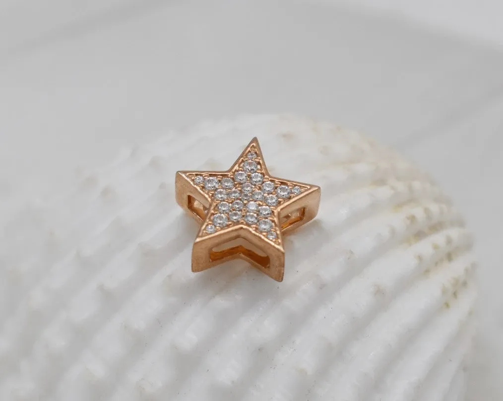 STUNNING REAL DIAMOND STAR CLUSTER MINIMALIST PENDANT | 14K SOLID ROSE GOLD | EVERYDAY DELICATE PENDANT VS/SI I-J COLOR | APRIL BIRTHSTONE