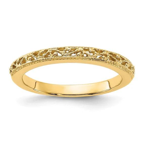 Stunningly Beautiful 14k Gold Filigree Band in Your Choice of Yellow, White or Rose 14k