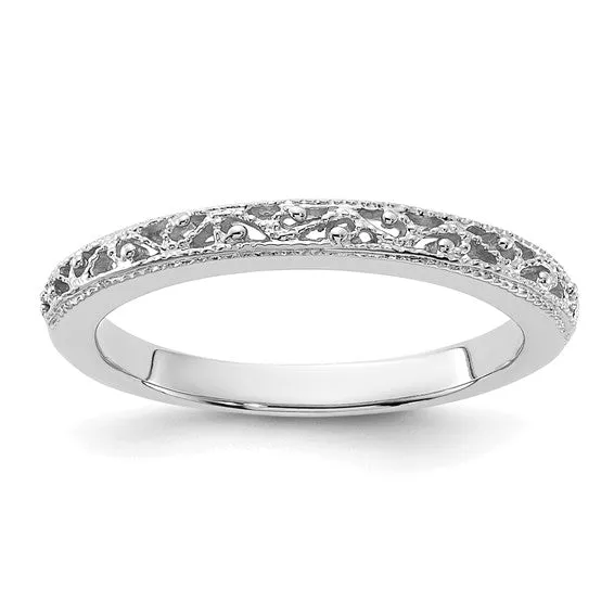 Stunningly Beautiful 14k Gold Filigree Band in Your Choice of Yellow, White or Rose 14k