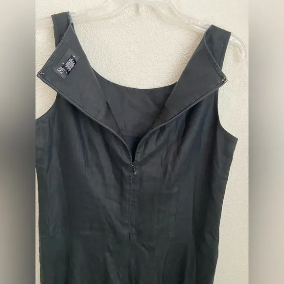 Style &amp; Co. Black 100% Linen Sleeveless Maxi Dress withAssym. Hem Size 12, NWOT