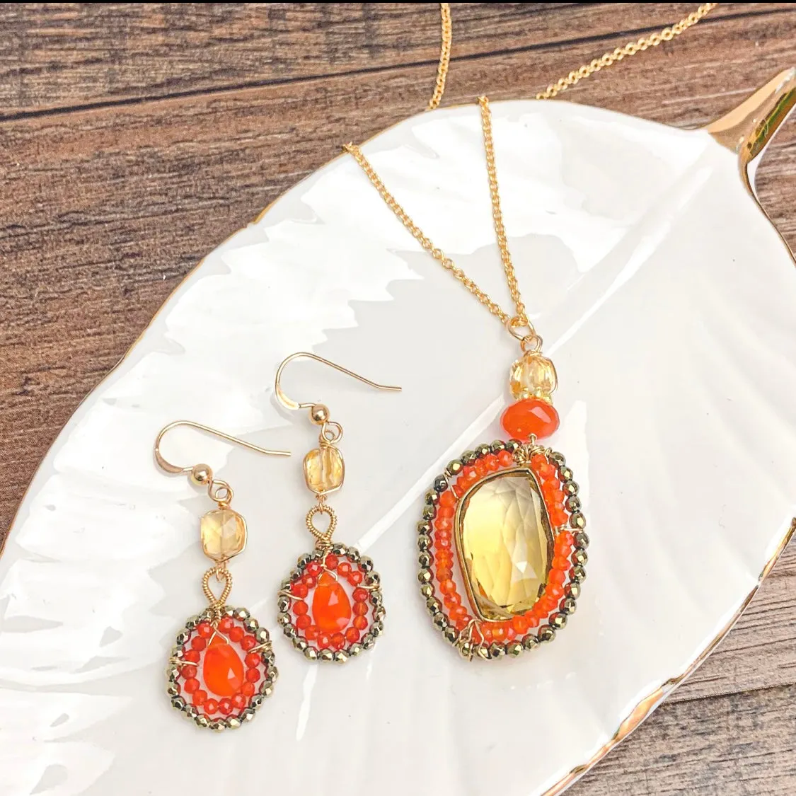 Sunrise Radiance Necklace and Earrings Jewelry