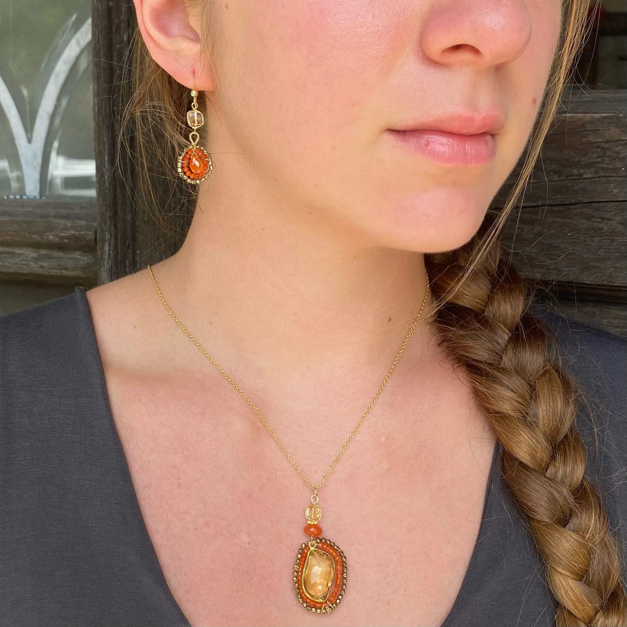 Sunrise Radiance Necklace and Earrings Jewelry
