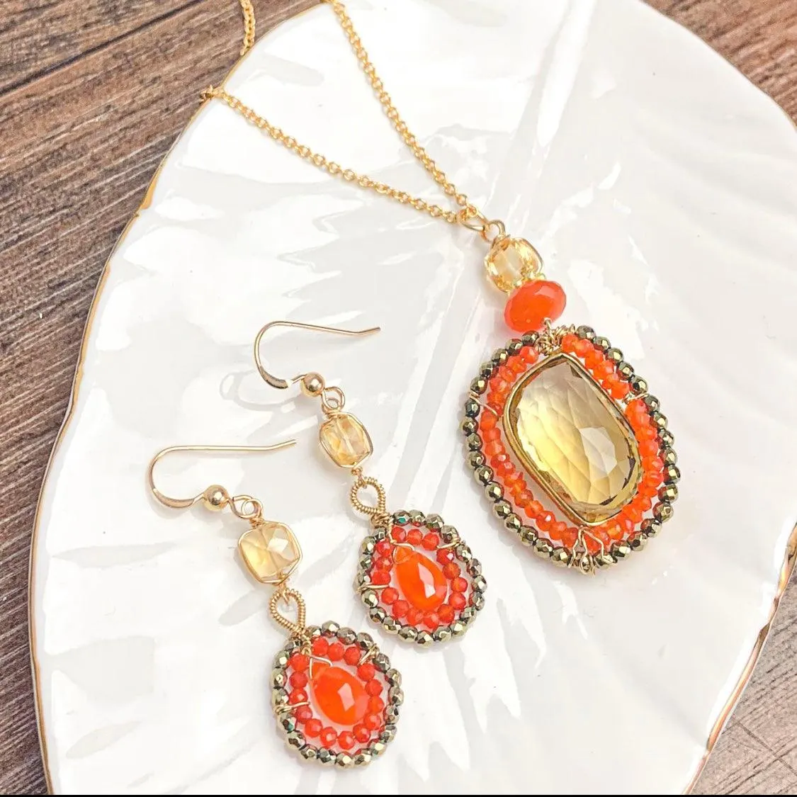 Sunrise Radiance Necklace and Earrings Jewelry